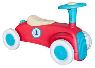 Plastic toy racing car for kids toddlers on a transparent isolated background png