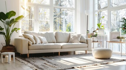 Sparkling Clean Home A spotless, modern living room with natural light highlighting its cleanliness