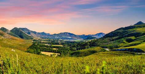 Panorama shot of Waboomskraal village in the foothills of the Outeniqua Mountains, George, Garden route, South Africa © Arnold