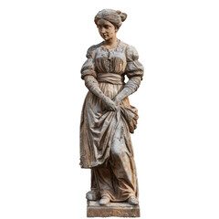 Obraz premium Elegant sculpture of a female figure with historical dress, isolated on a transparent background