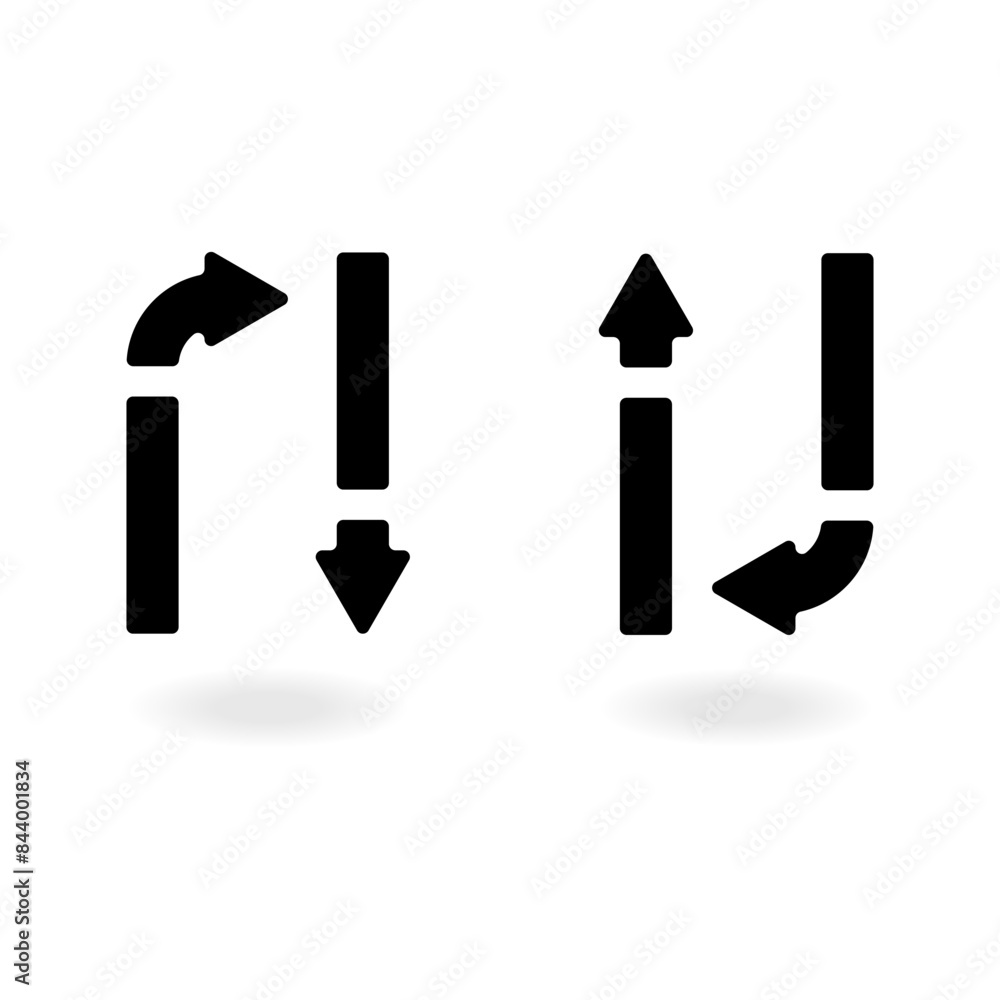 Poster black arrows vector icon set. arrows in different directions vector. circular arrows vector. directi