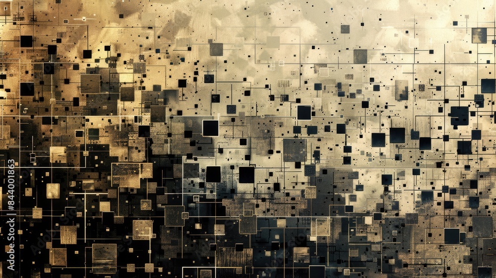Aufkleber the image is a representation of a digital world. it is a depiction of a circuit board. the colors a