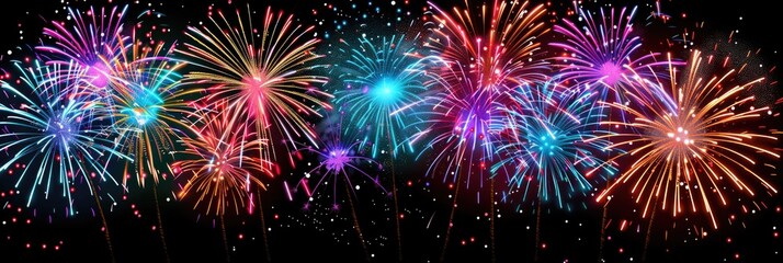 Naklejka premium Spectacular Multicolored Fireworks Celebration
