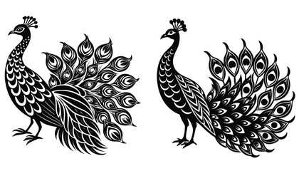 silhouette of a peacock