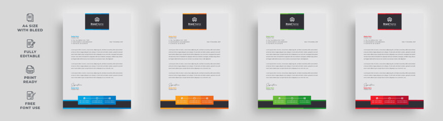 letterhead flyer creative business marketing agency corporate official minimal abstract 4 colors unique simple newest trendy paper magazine brochure a4 size informative newsletter template package