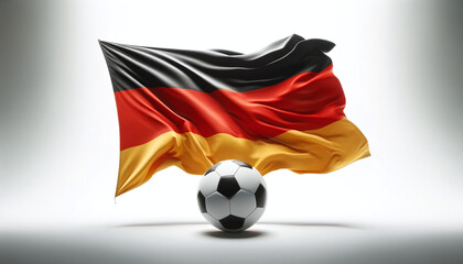 Naklejka premium Large German Flag with Soccer Ball. Europian Championship. EM.