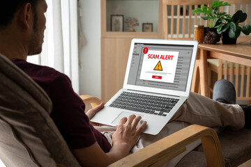 Cyber security software show alert of cyber attack for protection snugly. Danger from virus,...