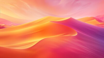 Fototapeta premium Enchanted dunes with abstract shapes, bright saturated hues, panoramic background, close-up of surreal desert landscape, vivid and dreamlike
