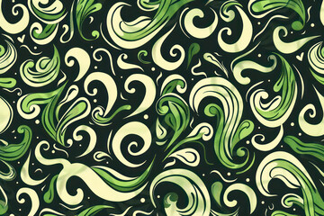 Patetrn with abstract curly drops. Floral endless camo ornament texture.