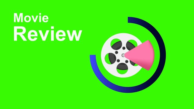 Movie Review. Animation Video isolated on green color background. 4K resolution
