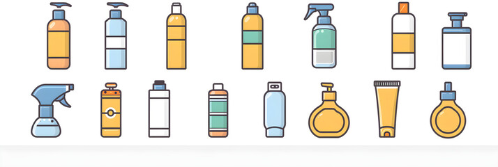 Minimalist Hand Sanitizer Icon Set for Hygiene and Health Representations