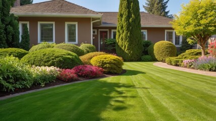 Obraz premium Florida Flora Combinations of Shrubs and Flowers in a Beautiful Garden