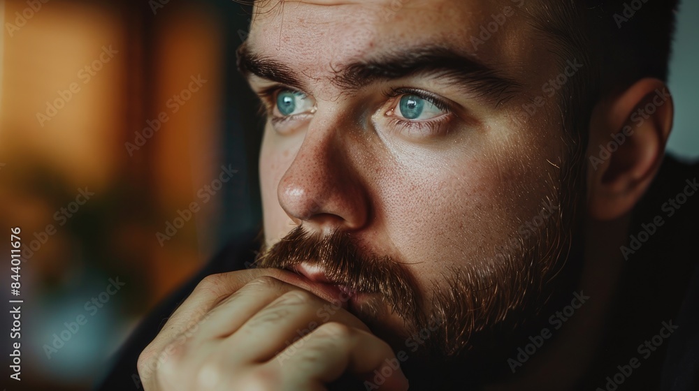 Aufkleber man creating thoughtful facial expression