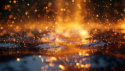 Naklejka premium Abstract golden glittering background with blur dots, Perfect backdrop for your design