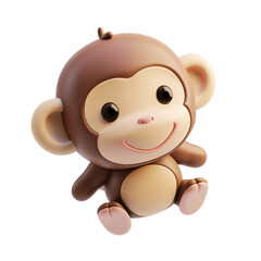 Fototapeta premium Cute Cartoon Monkey with Big Eyes and a Smiling Face