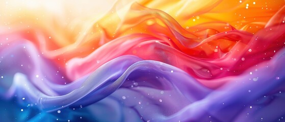 Vibrant abstract waves in rainbow colors with a light bokeh effect, creating a dreamy and artistic background for various uses.