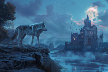 Fototapeta premium Cool, Epic, Beautiful, and Unique photo of Wolf, Wallpaper Background with Majestic Wildlife (generative AI)