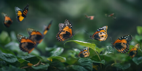 Butterfly Fluttering Around Plant Garden
