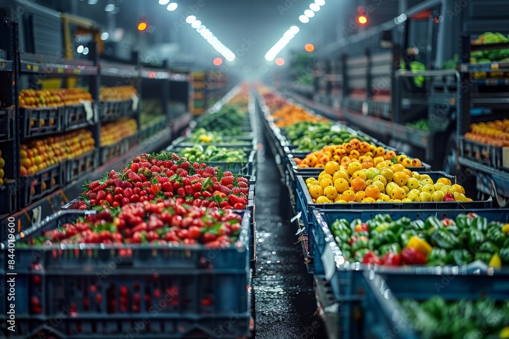 Sticker fresh produce arriving at distribution center