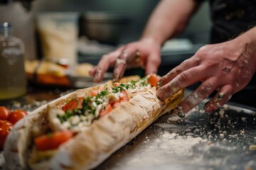 Preparing Fresh Sandwich with Quality Ingredients