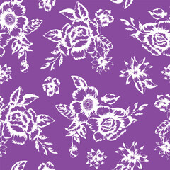 Trendy floral seamless pattern collection. Set of vintage 70s style flower background illustration. Colorful pastel color groovy artwork bundle, y2k nature backgrounds with spring plants