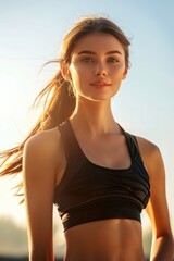 Naklejka premium Fit Woman Posing in Sunlight