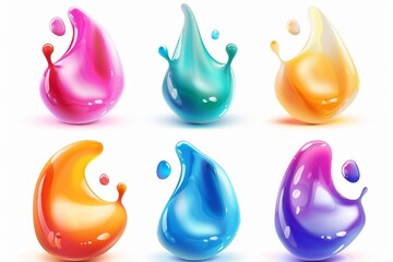 Slime toy icon, mucus symbol, color acrylic paint, cream splash, elastic goop, viscous elastic paste