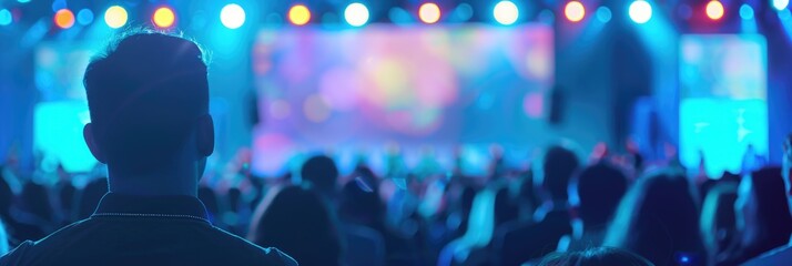 Obraz premium Audience at a Blue-Lit Event