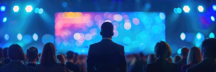 Audience at a Blue-Lit Event
