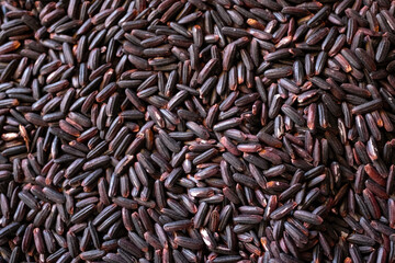 grains of black rice in close-up