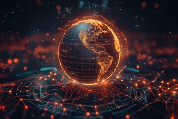 Obraz premium digital illustration of the Earth surrounded by glowing connections, symbolizing global connectivity