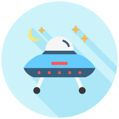 UFO rounded multi color icon, related to education and technology theme. use for modern concept, web and app development.