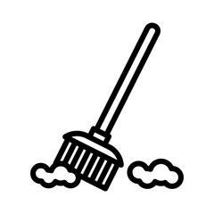 Broom line icon. Housekeeping icon. Cleaning service icon isolated on white background. Transparent background, minimalist symbol. Vector images