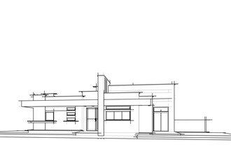 Obraz premium house building sketch architectural 3d illustration