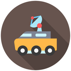 Space car rounded multi color icon, related to education and technology theme. use for modern concept, web and app development.