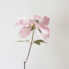Naklejka premium flower Photography, Henri Martin Rosa copy space on right, Isolated on white Background
