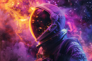 Nebula Reflections in astronaut hamlet, generative ai