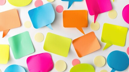 Speech bubble sticky notes on a white background