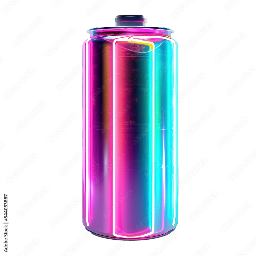 Poster isolated 3d battery icon with a colorful neon gradient on a transparent background