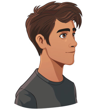 recommend clip art: young latino man with brown hair . png . clip art . vector cartoon art style . remove background 