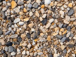 Naklejka premium Heap of Sand, Gravel, Pebbles and Concrete Mix for Construction Closeup, Sandy Ground with Small Stones