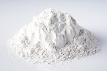 White Gypsum Powder, Clay or Diatomite Isolated, Powdered Chemicals as Calcium, Gypsum or Plaster