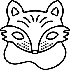 Fox mask for a masquerade, carnival, festival. Vector black line icon, editable stroke, pixel perfect