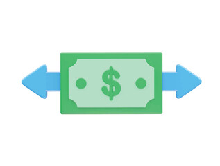 Money transfer icon illustration 3d rendering 