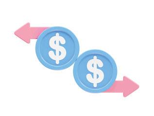 Money transfer icon illustration 3d rendering 
