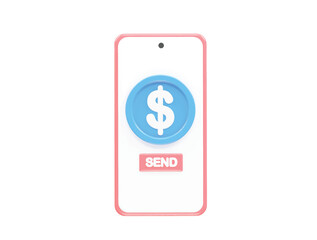 Money transfer icon illustration 3d rendering 