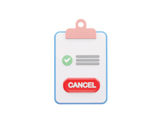 Cancel icon 3d rendering rejected icon illustration element