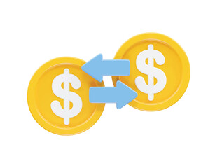 Money transfer icon illustration 3d rendering 