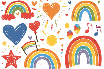 Obraz premium Vibrant Pride Month Clip Art Bundle - LGBTQ+ Designs with Clipping Path