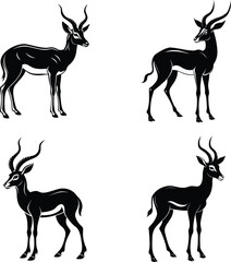 silhouette of deer set vector art illustration  